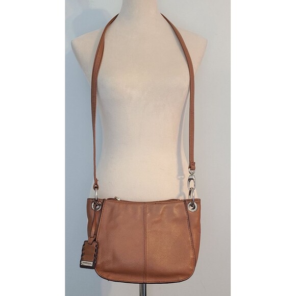 Tignanello Leather Crossbody Shoulder Strap Bag Brown Logo Charm Purse Capsule - Picture 2 of 16